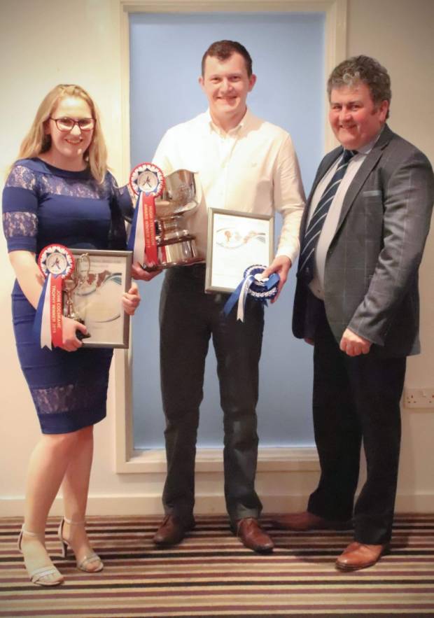 Hugh Stevenson and John Cochrane trophy winners Jake Sayer and Megan Stratton with Society President Keith Davidson