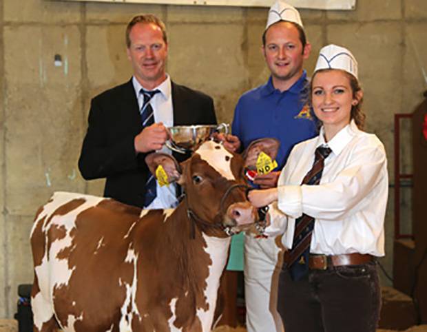 Pictured above: Supreme champion - Ardmore Orphan 117 owned by Michael Hunter, and shown by Sarah Jones. Presenting the trophy is Peter Berresford. Picture by Jane Steel.